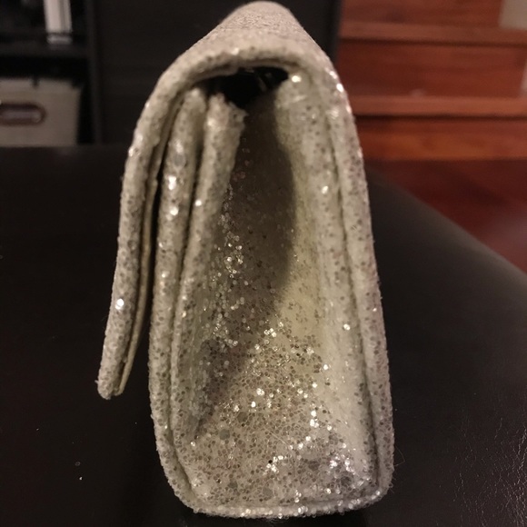 White Chunky Glitter Structured Clutch Bag - Picture 3 of 7